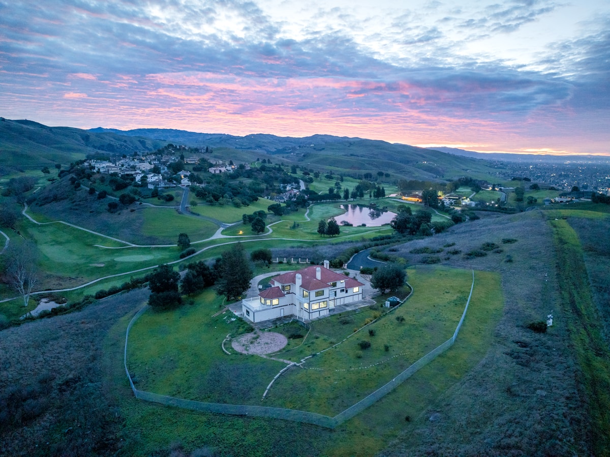 Aerial photograph of a countryside estate